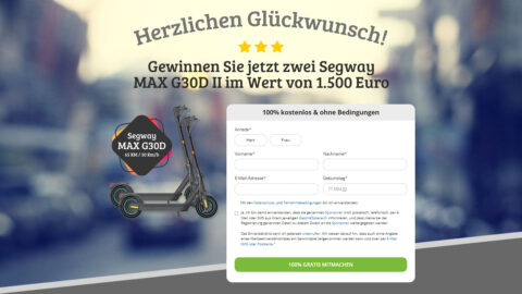Mach mit und gewinne zwei Segway MAX G30D II E-Scooter